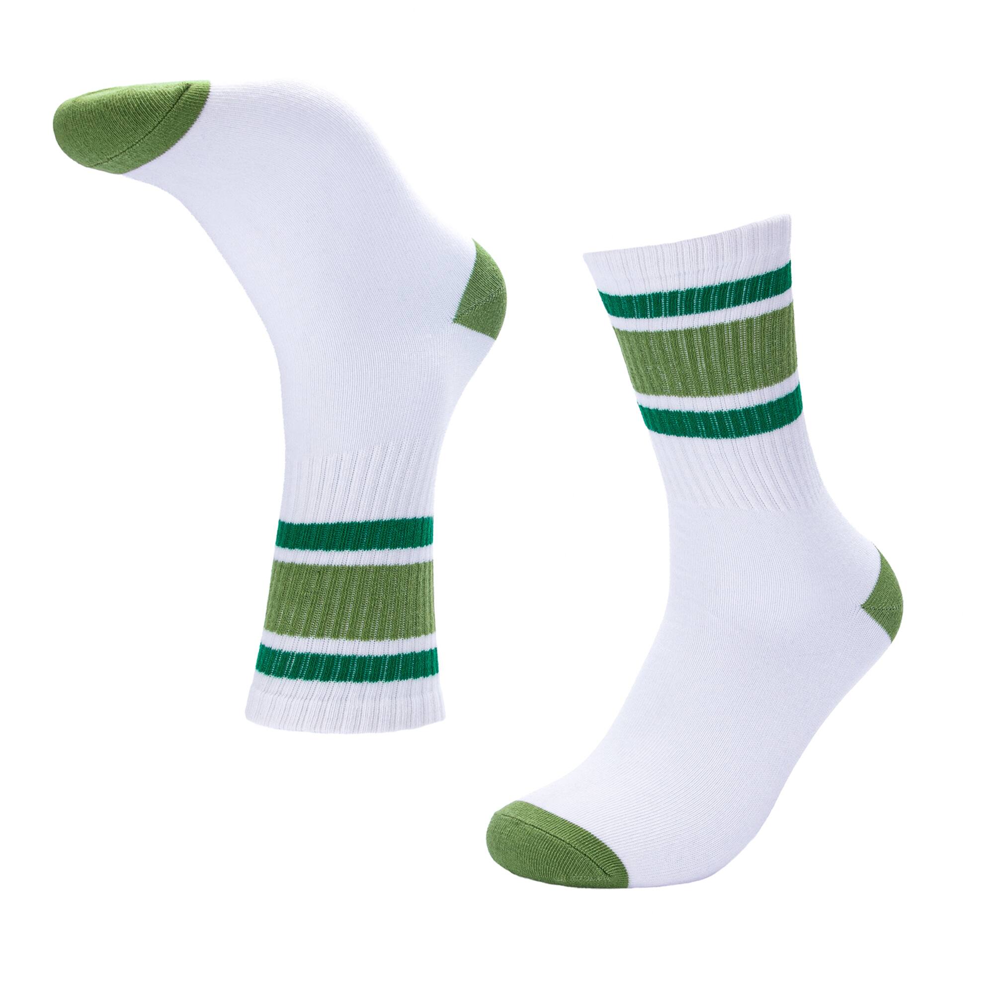 White & Green Athletic Adult Crew Socks by Celebrate It™